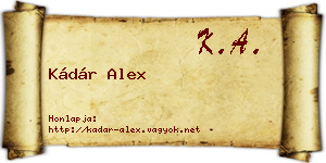 Kádár Alex névjegykártya